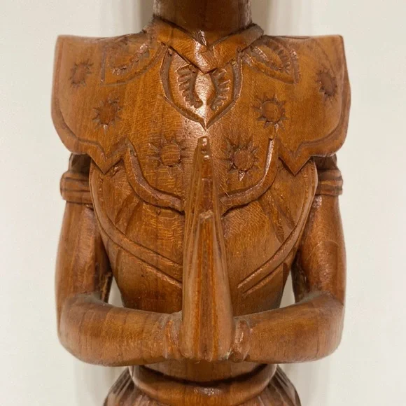 Vintage Carved Wood Buddha Thepanom Female Figure Kneeling and Praying